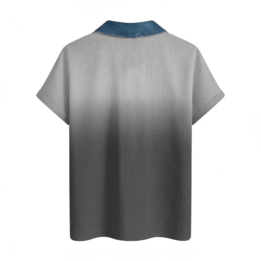 Ladies' Gradient Casual Fashion Short Sleeved Shirt Top