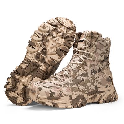 Fashion High-Top Leather Men's Boots Breathable Desert Combat Boots Outdoor Non-slip Hiking Shoes Men Motorcycle Boot Work Ankle Boots