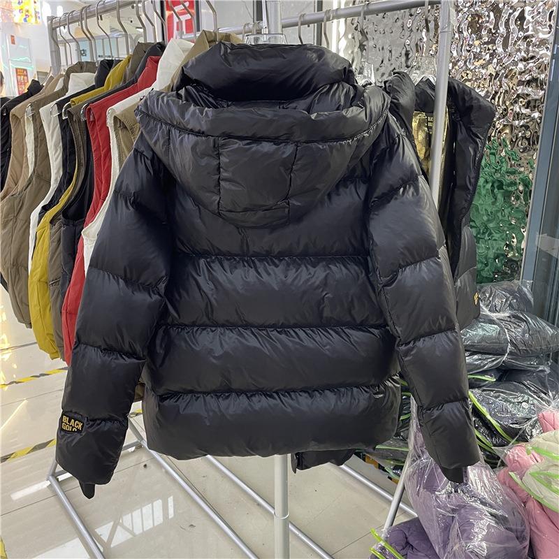 Black Gold Five-grid Down Jacket Women's Short New Couple White Duck Down Men's and Women's Versatile Thickened Coat