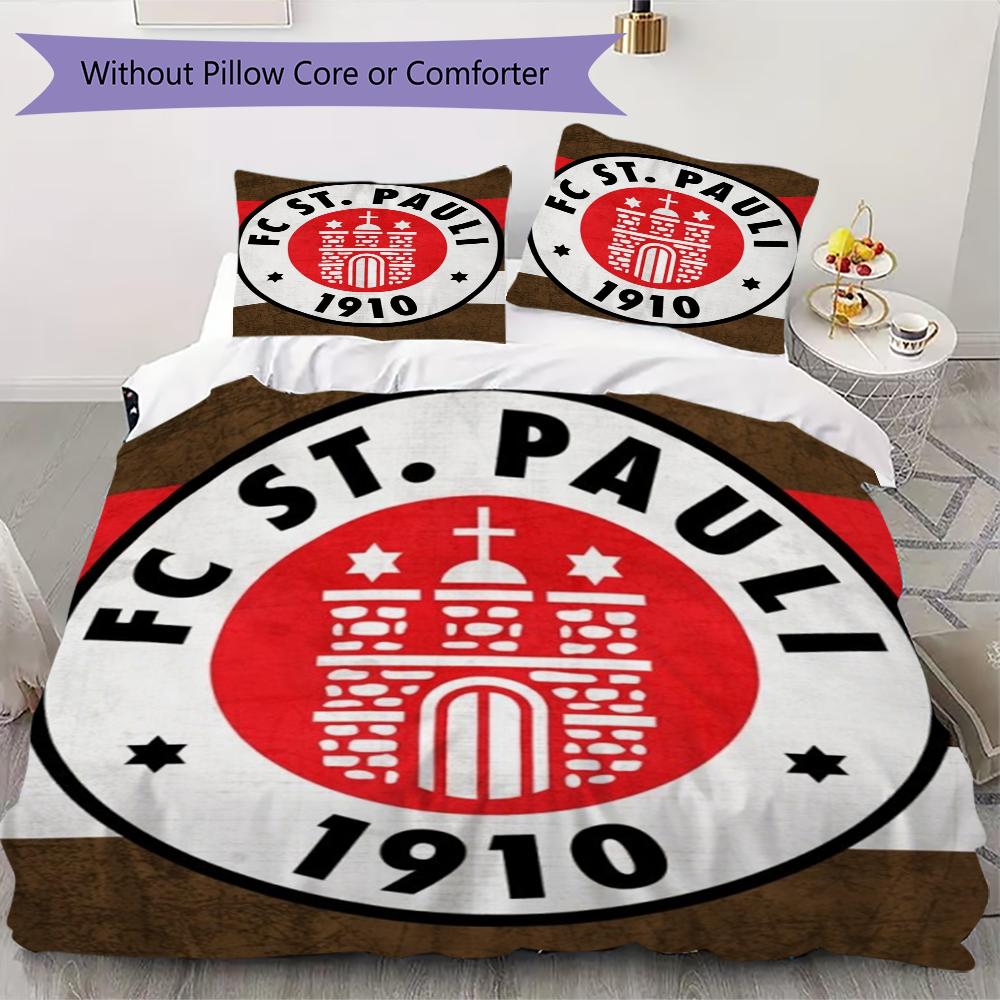 S t. Juego de Ropa de Cama Pauli FC Pattern uilt Set uilt Cover Funda de Almohada Decoración del Hogar Regalo de Cumpleaños (1 * funda de edredón + 2 * fundas de almohada sin relleno)