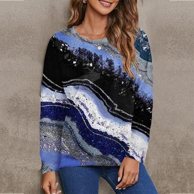 Frauen Herbst Tops Lose Katze Shiny Print Kausalen Langarm T-shirt Top Bluse