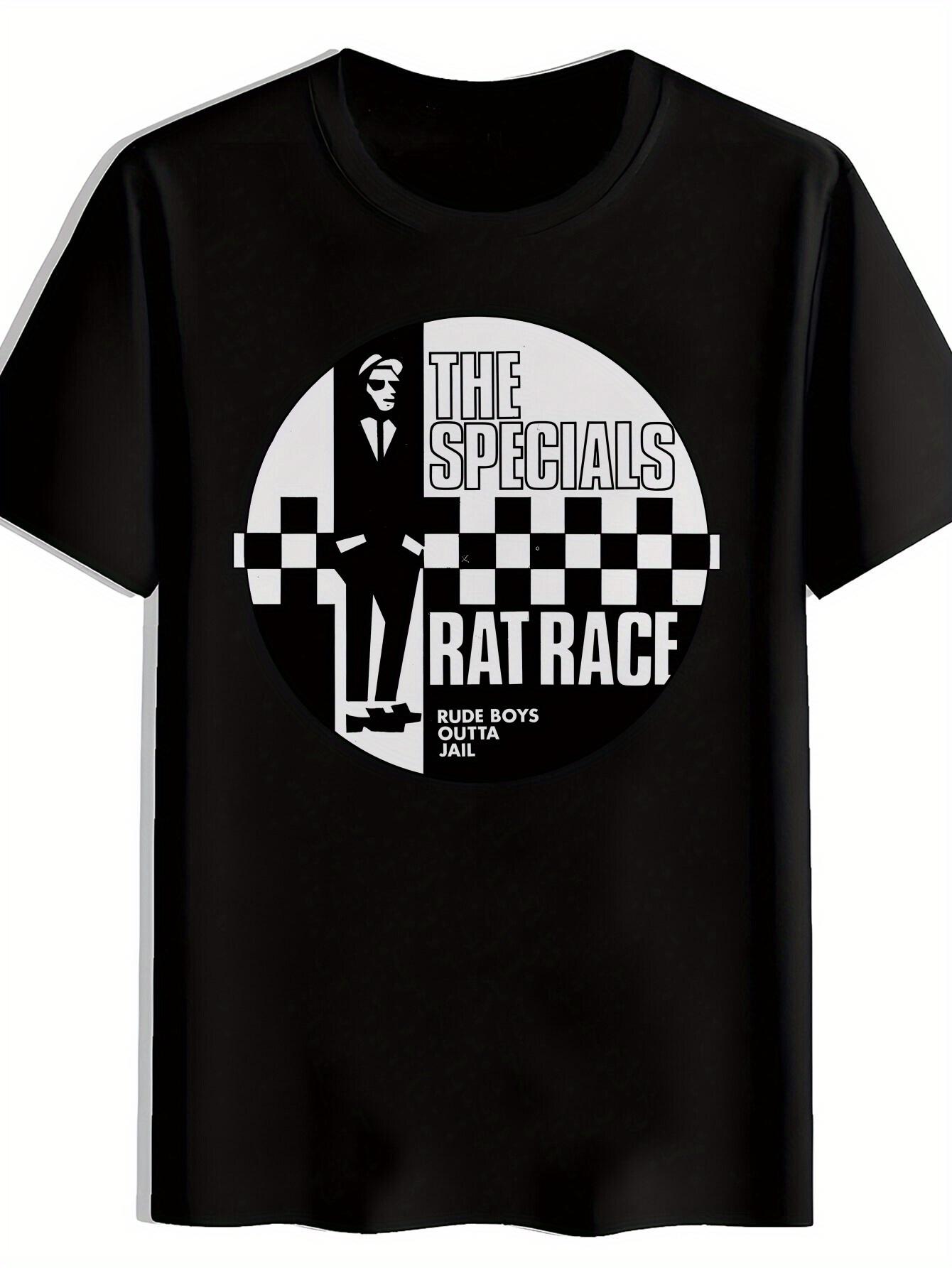 

Vintage Rock Band Graphic T-shirt - The Specials & Stray Cats Retro Print Short Sleeve Tee XXL