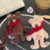 Korean Cartoon Fabric Scarf Bear Keychain Cute Little Bear Keyring Car Key Holder  Versatile Bag Pendant Couple Gifts