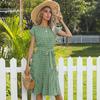 Polka Dot Dresses Ladies Short Sleeve Dresses Casual Round Neck Pullover Loose Dresses Pleated Beach Party Dress Plus Size