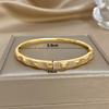 Greatera Trendy Gold Plated 316L Stainless Steel Bangles Bracelets for Women Delicate Cubic Zirconia Bracelet Party Jewelry