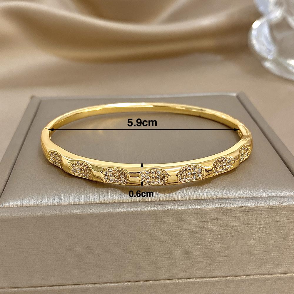 Greatera Trendy Gold Plated 316L Stainless Steel Bangles Bracelets for Women Delicate Cubic Zirconia Bracelet Party Jewelry