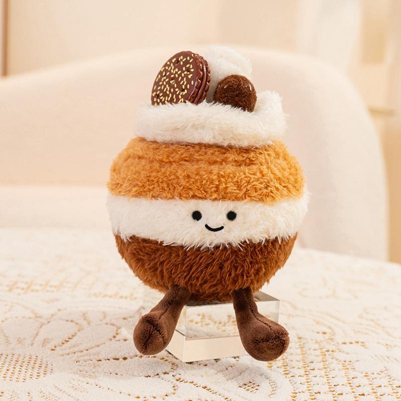 Cute Stuffed Cake Plushie Swiss Roll Plush Toys Strawberry Chocolate Ice Cream Cupcake Snack Party Decor Christmas Birthday Gift