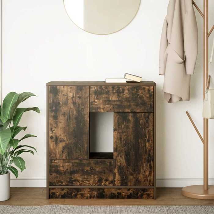 VidaXL Buffet with Drawers and Doors Smoked Oak 70.5x34x74.5 Cm, Storage Furniture, Buffet Cabinet, Entryway Furniture, 861845