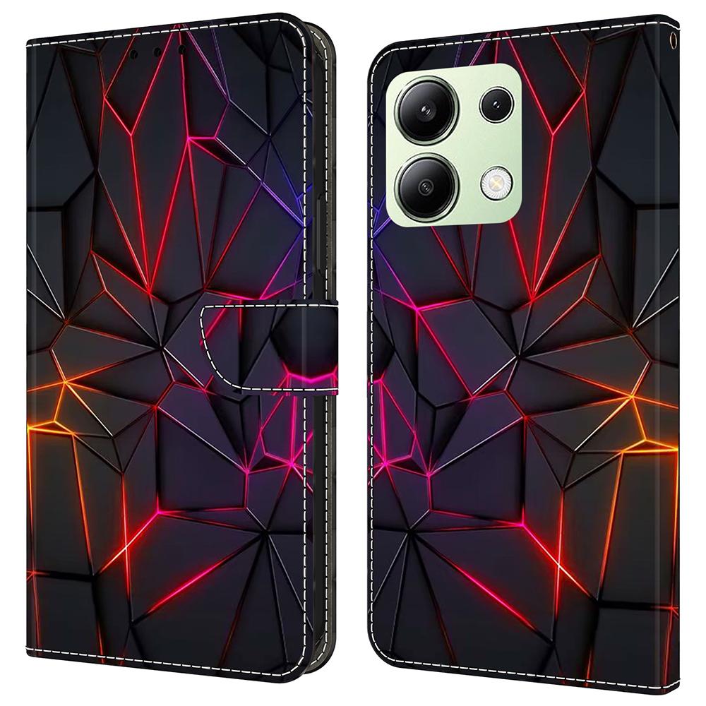 For Xiaomi Redmi Note 13 4G Case Pattern Printed Protective Cover TPU+PU Leather Flip Phone Case