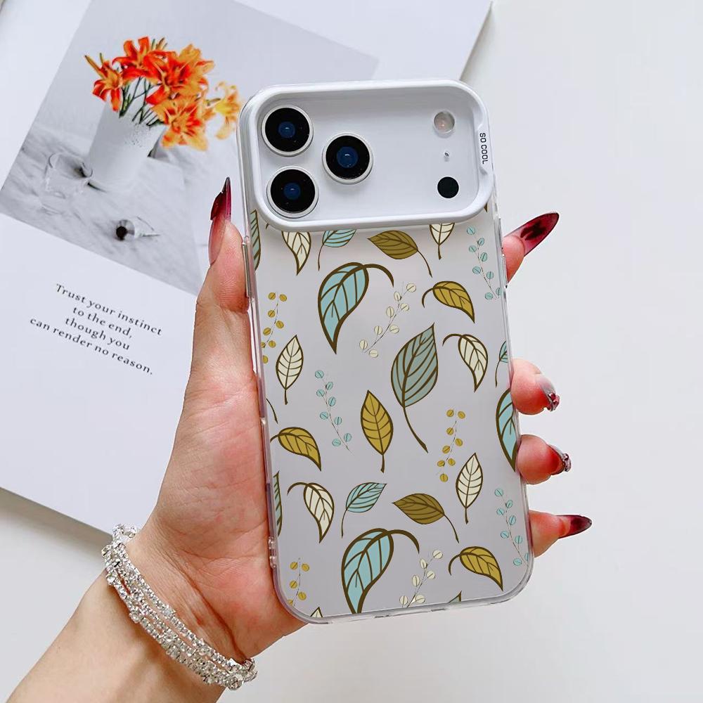 Luxus Blatt Handyhülle Für iPhone 17 16 15 14 13 12 11 Pro Max Air Matt Laser Aurora Stoßfest Funda
