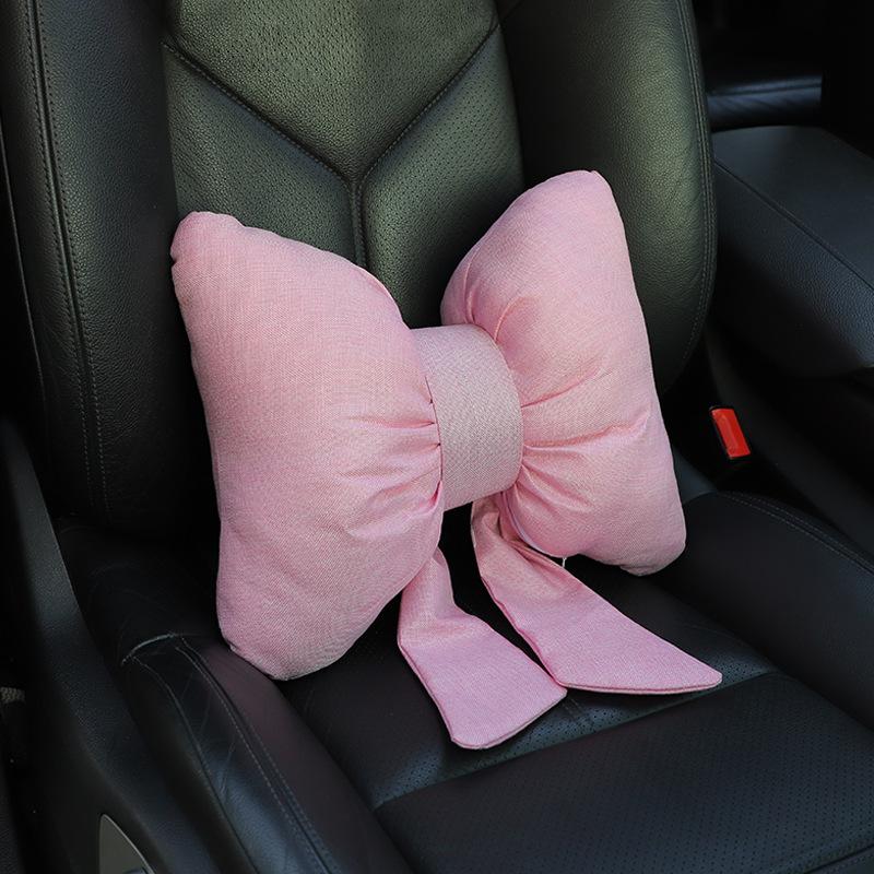 Creative Bowknot Shape Car Neck Pillow Female Cute Car Seat Headrest Support Waist Pillows Sofa Auto Interior Ornaments
