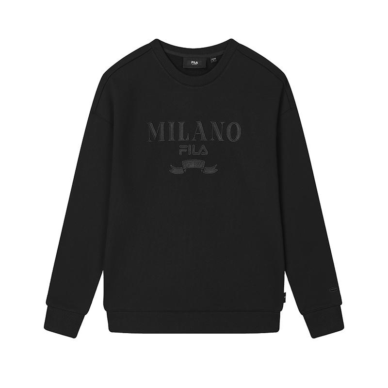 

Fila Серия Милан Повседневный Свободный Удобный Пуловер Надпись Колледж Толстовка Мужская толстовка Черный F11M515201FBK M