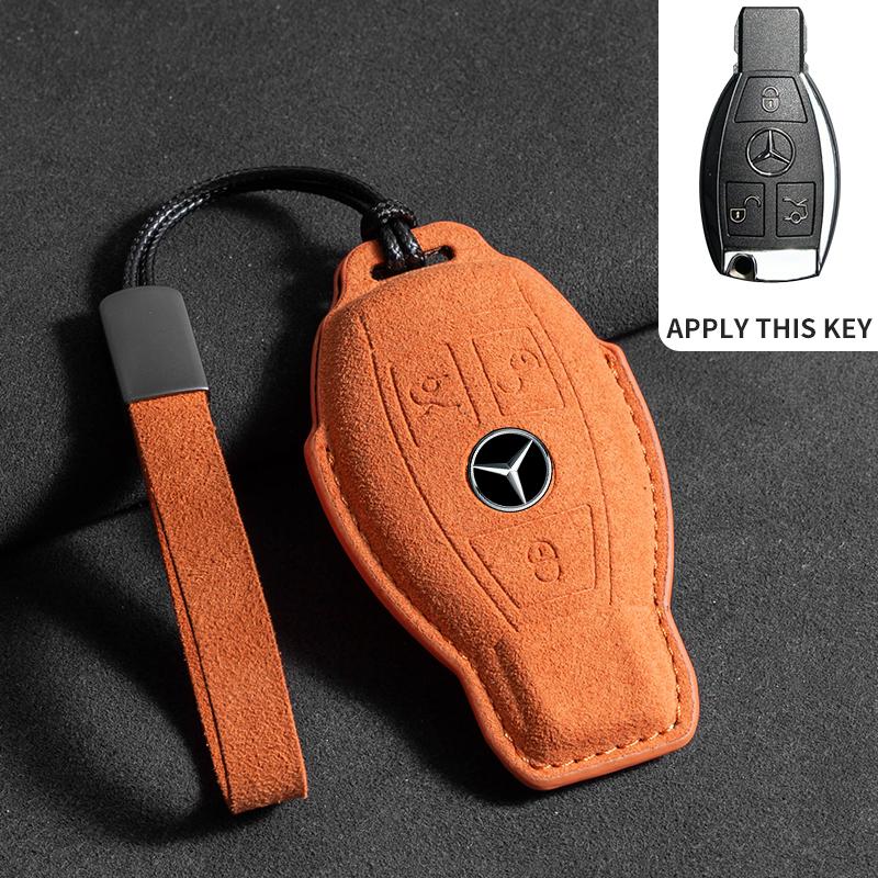 Suede Leather Car Key Case for Mercedes Benz E Class W213 W205 E200 E260 E300 E320 AMG CLA 2018 2019 2020 Remote Fob Shell Case