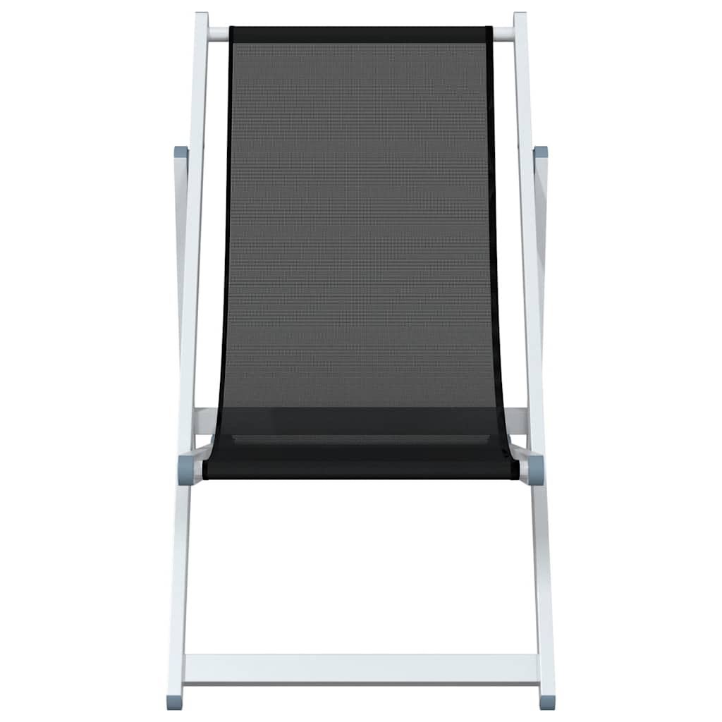 Beach Chairs 2 Pcs Foldable Black Aluminum and Textilene