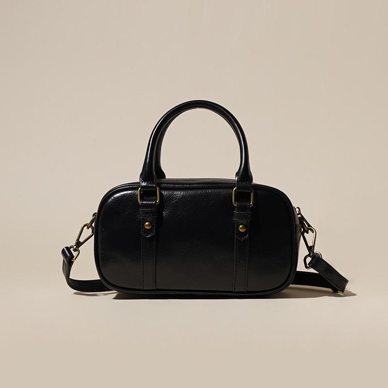 

New Shoulder Bag Niche Retro Diagonal Cross Layer Cowhide Versatile Women s Bag Fashionable Hand-held Simple Handbag