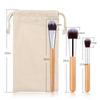 Sada 11 v 1 Štětce na make-up s přírodní bambusovou rukojetí s látkovým sáčkem Štětec na míchání make-upu s měkkými vlákny Kosmetický nástroj