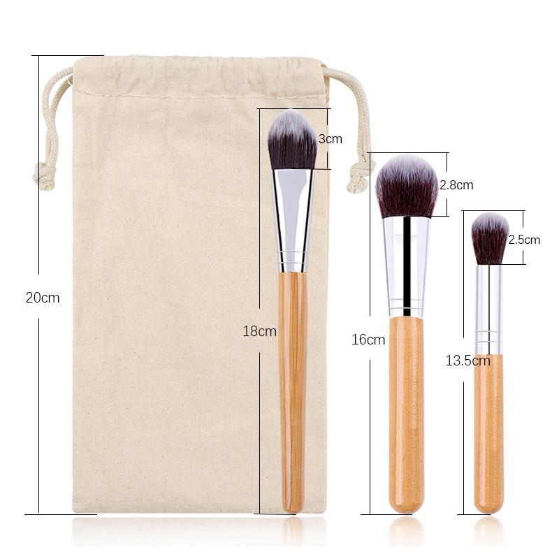 Sada 11 v 1 Štětce na make-up s přírodní bambusovou rukojetí s látkovým sáčkem Štětec na míchání make-upu s měkkými vlákny Kosmetický nástroj