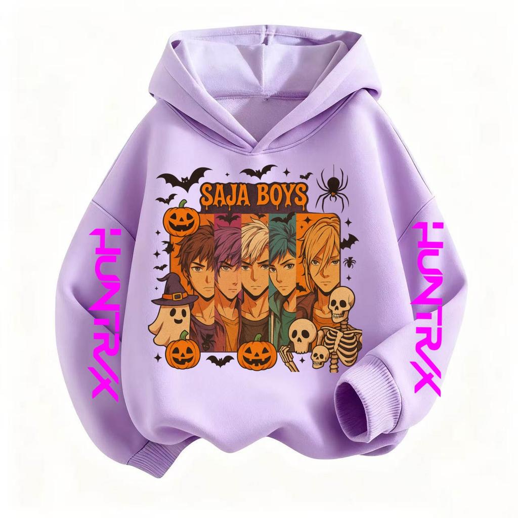 Halloween Boy Print Hoodie, Children's Fashion Pullover, Children's Top, K-pop Demon Hunter Hoodie, Boys and Girls Long Sleeved