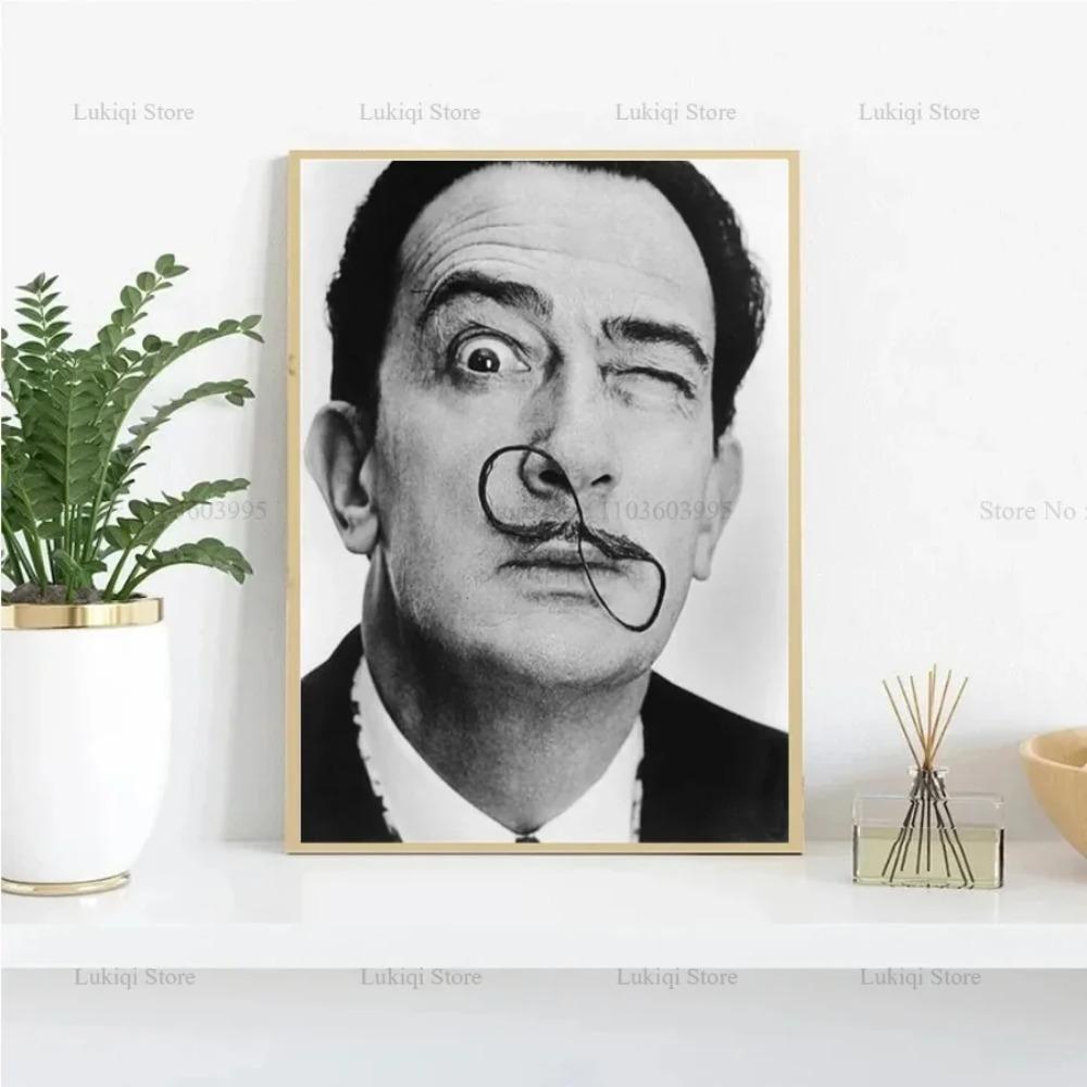 Poster Imprimeuri Portret Alb Negru Salvador Dali Fierbinte Cadouri Artist Pop Pictură pe Pânză Artă de Perete Imagine Living Decor Acasă