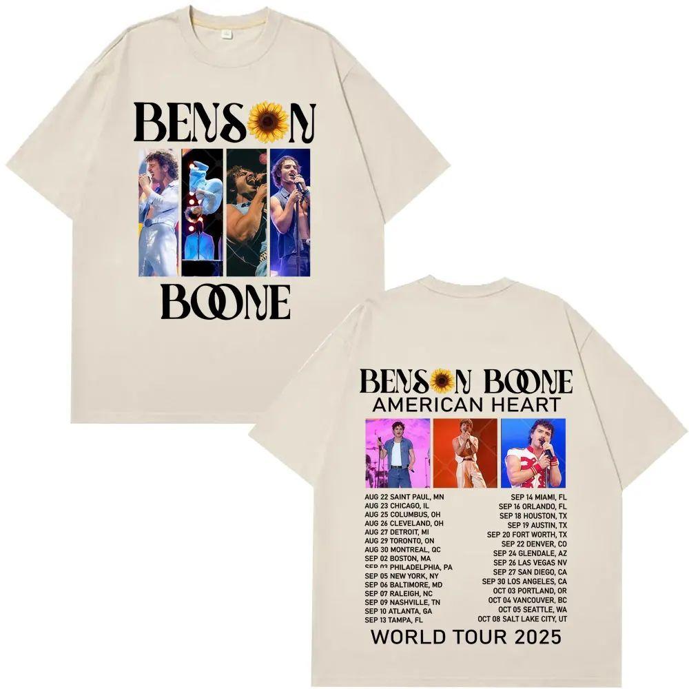Casual Streets Harajuku Tee Benson Boone American Heart Tour 2025 T-shirts Men's Women Gothic Punk Vintage T Shirt Print Cotton