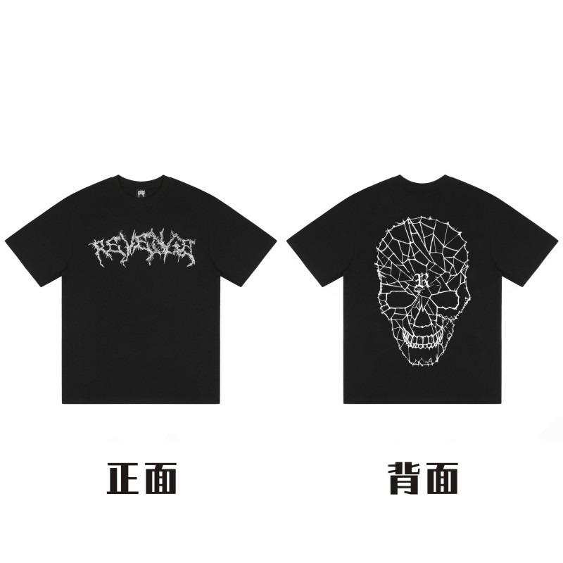 

REVENGE Gothic Font TShirt with Red Skull Back Print Black Streetwear Tee for Unisex Women 3D Graphic Top Punk Style 1067 4XL