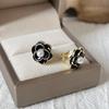 Camellia Temperament No Ear Pierced Ear Clips Pearl Flower Checkerboard Diamond Triangular Ear Clips Niche Earrings Women