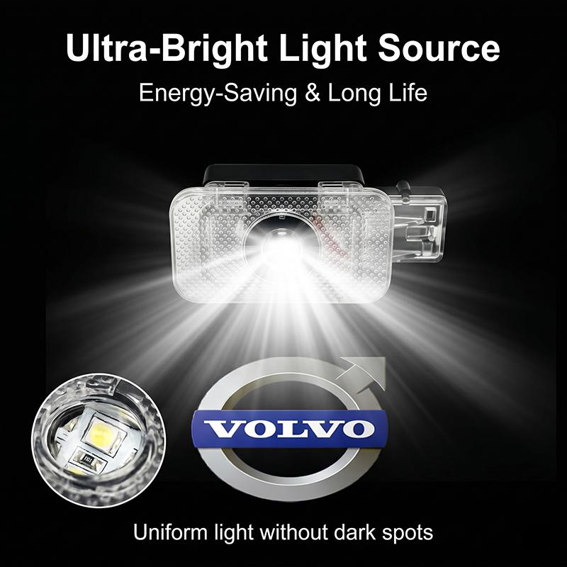 2Pcs Car Door Logo Emblem Welcome Led Light For Volvo 240 C70 S40 S50 S60 S70 S80 S90 V40 V50 V60 V90 XC40 XC60 XC90 Vnl Truck