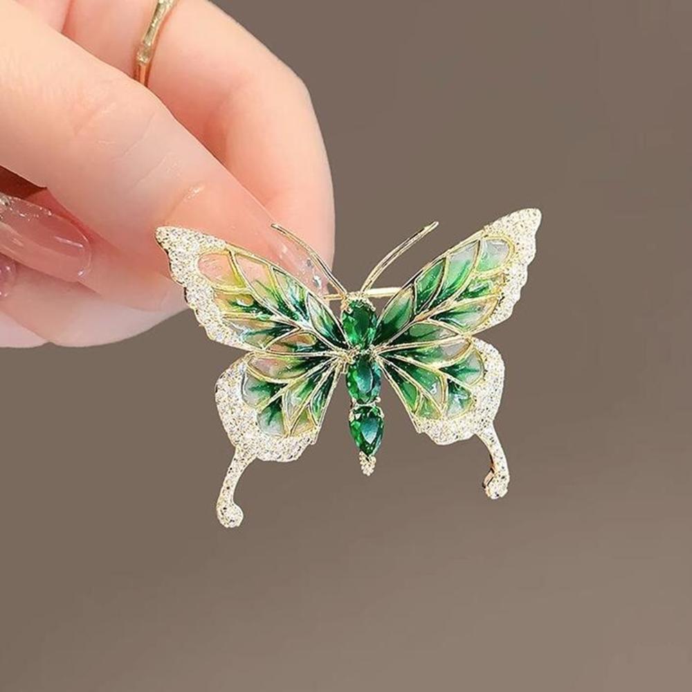 Creative Zircon Butterfly Brooch, Niche Design Women's Anti-Exposed Pin, High Luxury Scarf Buckle, Suit Accessories