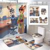 Disney Zootopia Movie Bathroom Accessories Set, 4 Pieces Waterproof Polyester Shower Curtain with Rings, Trendy Decor