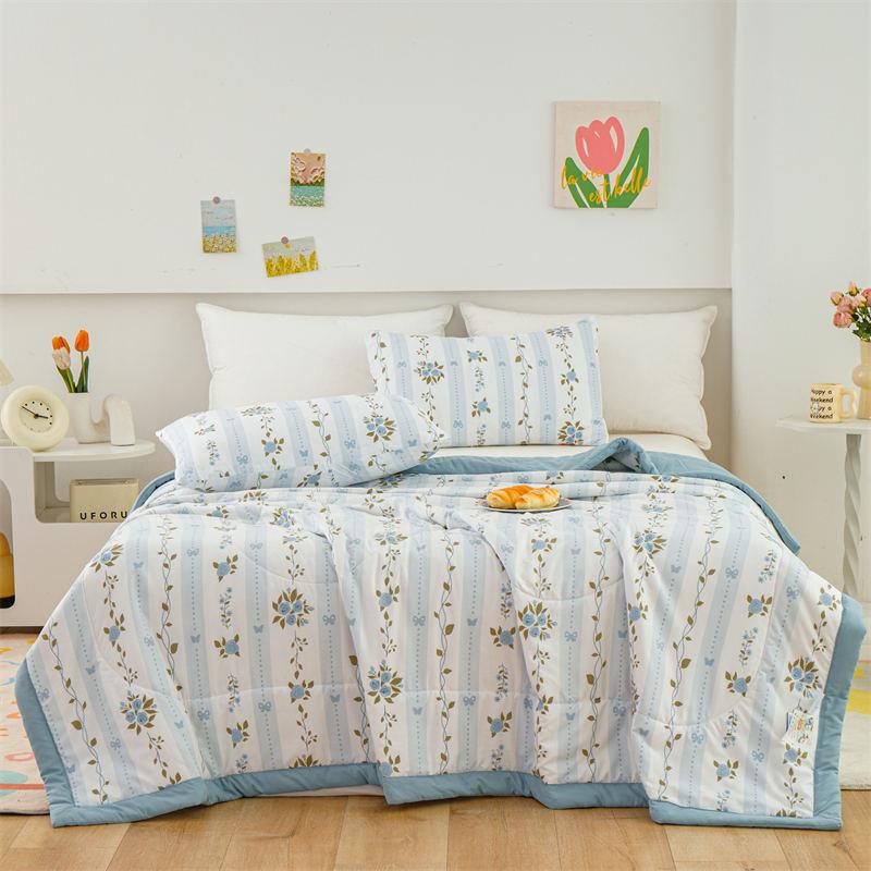 Plapumă elegantă de vară cu model floral, 100% bumbac, respirabilă, cu aer condiționat, pentru camping și călătorii, subțire