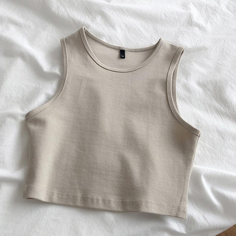 Letní nový dámský retro crop top s vysokým pasem zeštíhlující štíhlý krátký spodní top bez rukávů