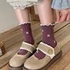 Boneless Socks, Women's Mid-calf Socks, Autumn and Winter Girls' Bow Pile Socks