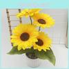 Sunflowers Flower Decor With Silk Fabric Rain Flower Stones For Wedding And Photography Props