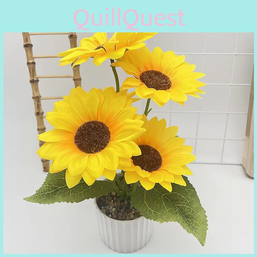 Sunflowers Flower Decor With Silk Fabric Rain Flower Stones For Wedding And Photography Props