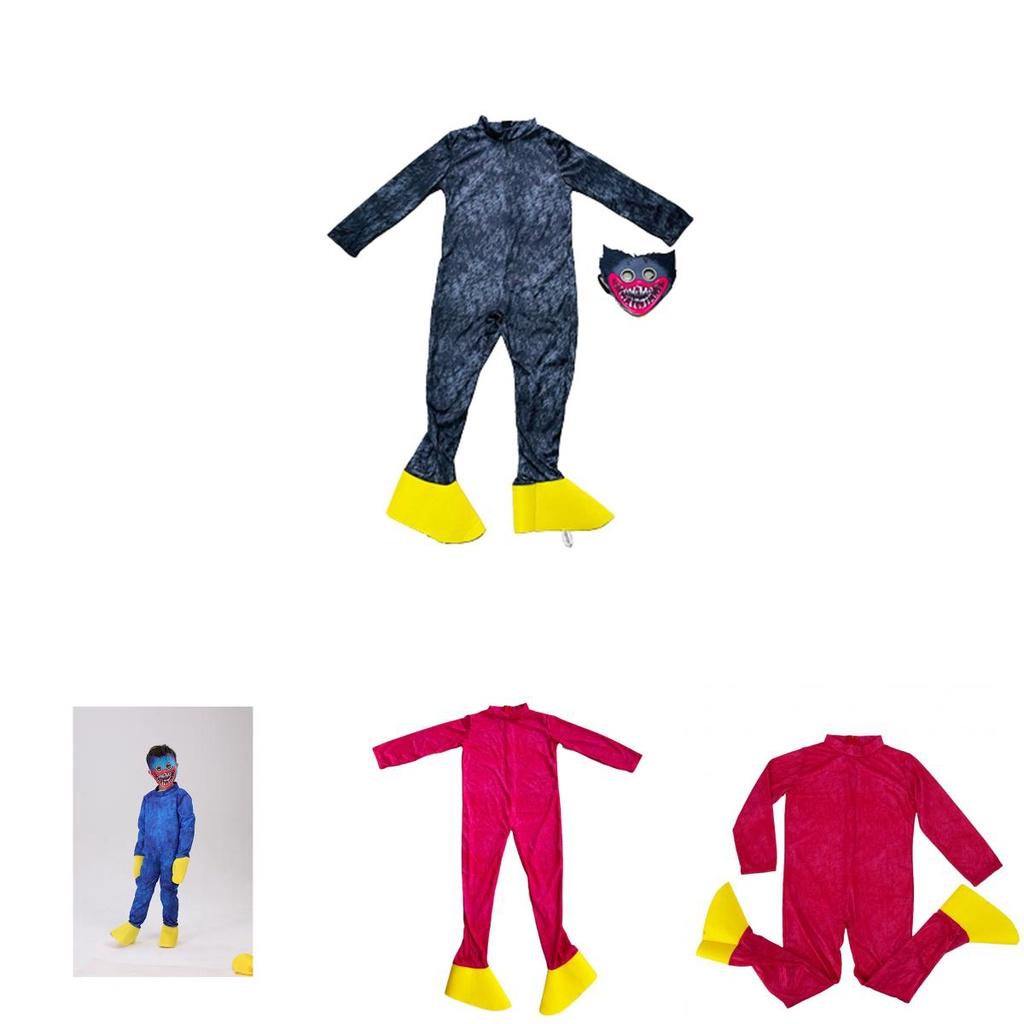 Kids Huggy Wuggy Poppy Playtime Cosplay Costume Bodysuit Jumpsuit Mask Gloves For Unisex