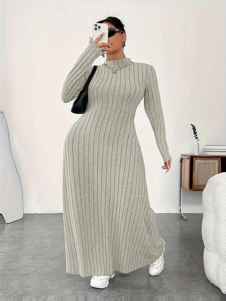 Plus Size High Neck Dress - Autumn/Winter European & American Style for Women