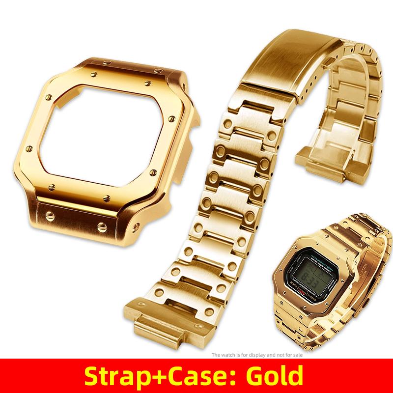 5600 5610 Metal Case Watch Band Mod Kit for Casio G-Shock 3299 DW5600 DW5610 GW-B5600 DW-5600 Replace Santos Style Bezel Strap
