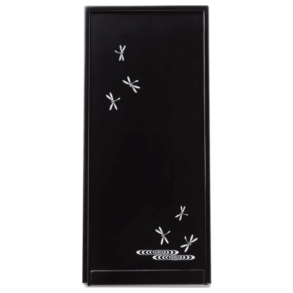 akashiya Adult Calligraphy Tool Inkstone Echizen Dragonfly Box, Lacquer, Black, Small, Design, ARK-04ST