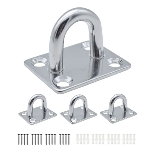 RegiProb Stainless Steel Eye Plates for Ceiling Hooks and Wall Mounting, 46x36mm, with Screws, Set of 4