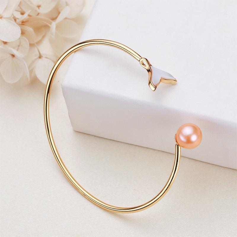 Pearl Ornament Round Edison Shell Fishtail Copper-Plated Gold Zhuji Wristband Bracelet Freshwater Pearl Bracelet 8mm (inclusive)-9mm (Exclusive)