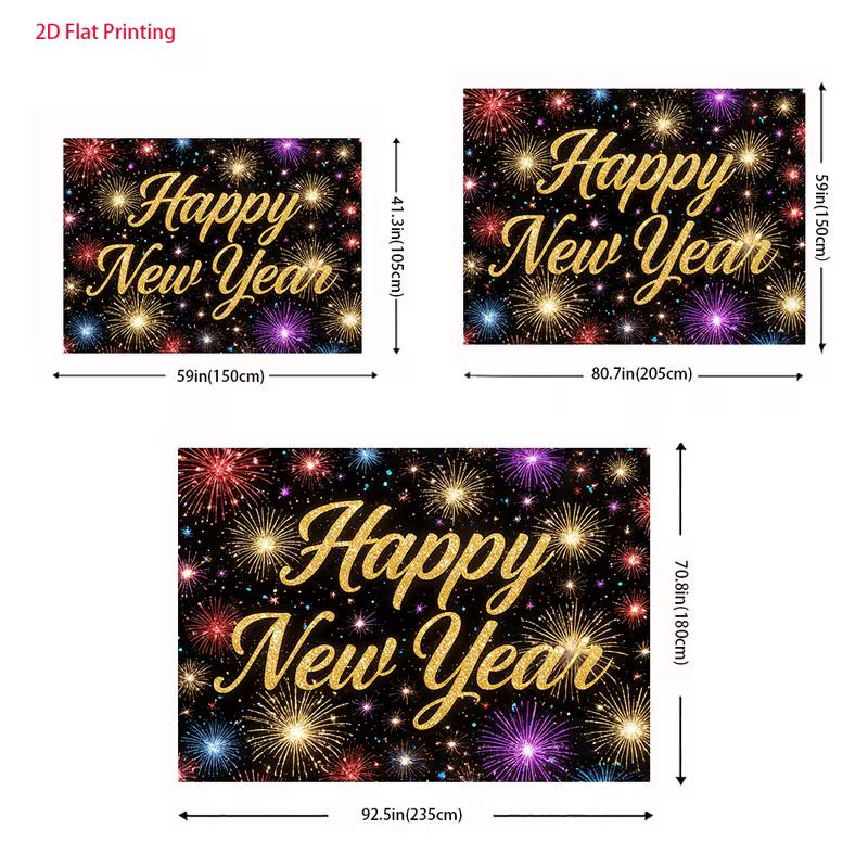 2D Flat Printing New Year Backdrop, "Happy New Year" Photography Background