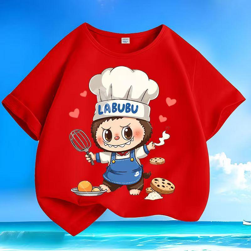 

Детская мультяшная футболка Шеф-повар Лабубуэд Детская Аниме 3D-принт Футболка Мальчик Девочка Мода Повседневная Одежда Лето Милая Одежда с коротким рукавом Подарок 160
