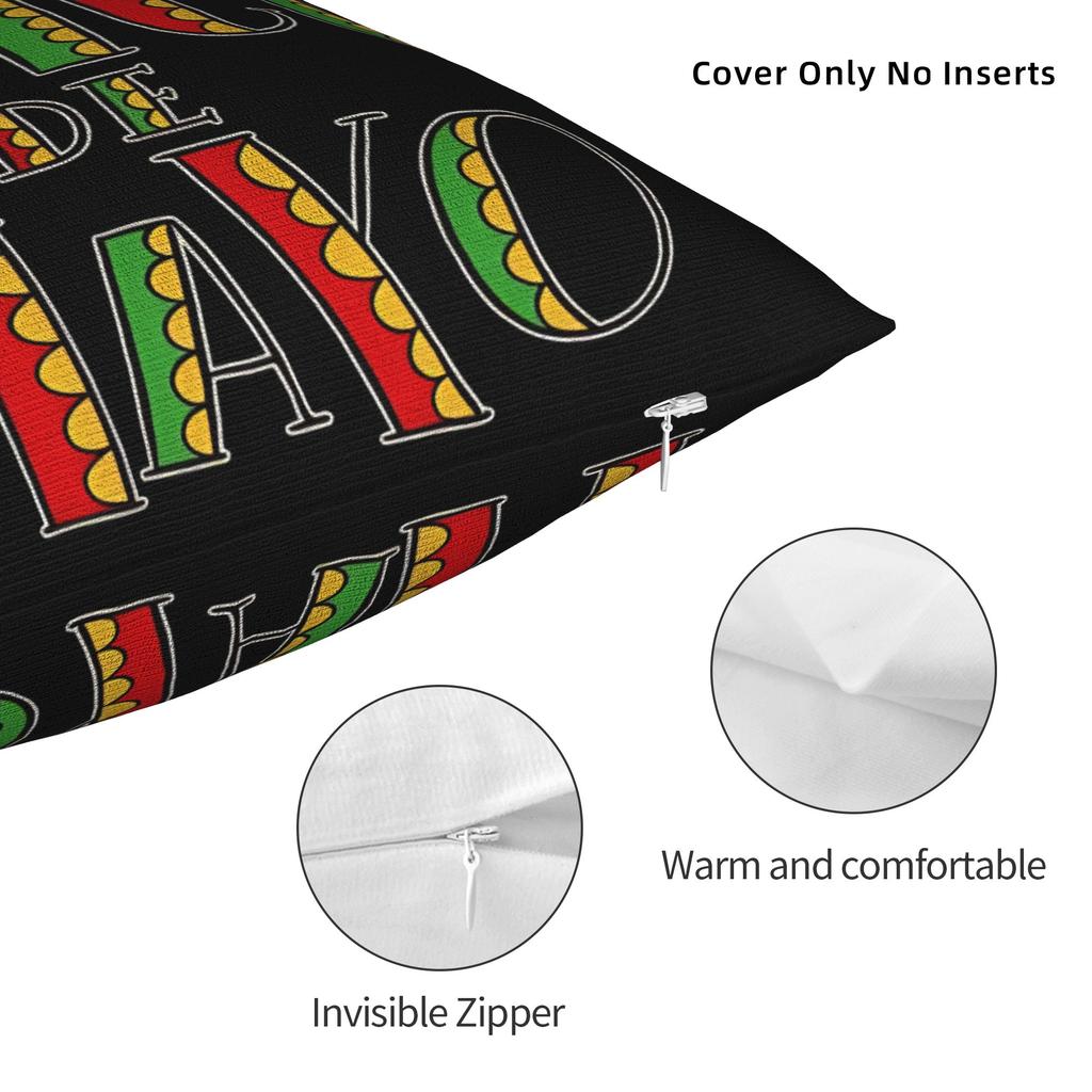 Federa per Cuscino Decorativa Merchandising Cinco De Mayo Copricuscino da Divano Copertura con Zip Multimisura