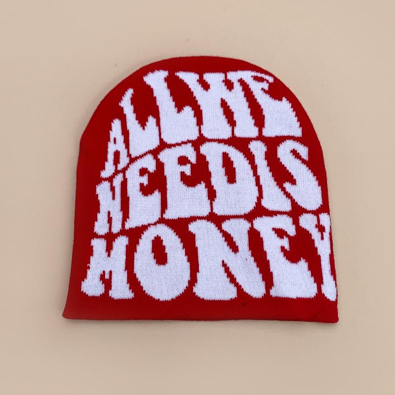 New European and American popular alphabet flame spider skull knitted hat men and women autumn and winter personality hip hop warm