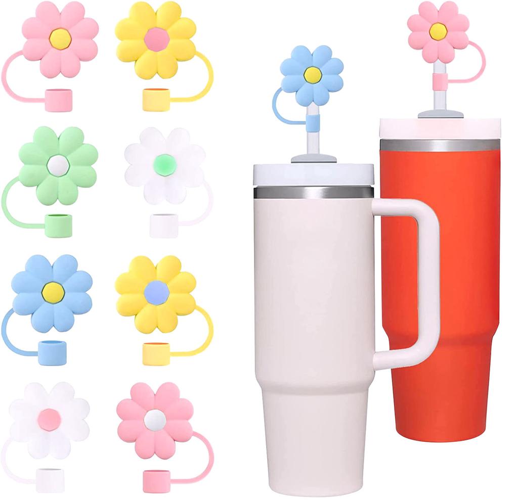 Straw Decoration 8Pcs Straw Tips Cover Straw Covers Cap For Reusable Straws Straw Protector