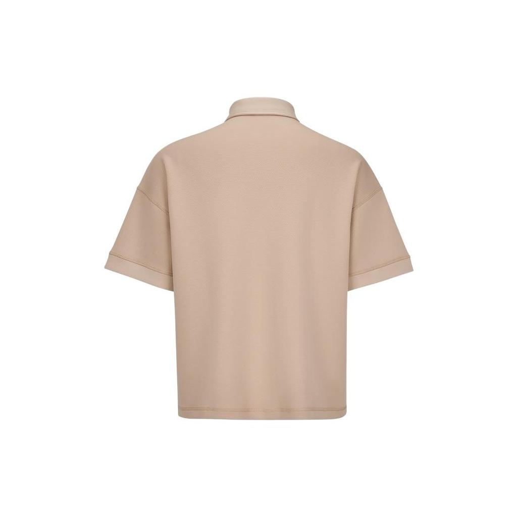 Reebok Beats Polo Series Solid Color Casual Loose Breathable Short Sleeve Polo Shirt Unisex Tops Khaki 23RCS419UGK0