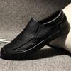 Soft Black Moccasin Velvet Round Toe Men's Leather Shoes Flat Loafers Male Casual Shoe Elegant Common Size 45 Legitimate Social