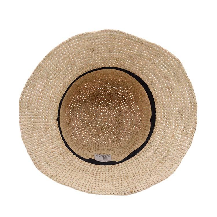 Summer New Lafite Straw Hat, Crochet Big Eaves Hat, Outdoor Travel Beach Sun Protection Lafite Grass Basin Hat Bucket Hat