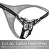 BUZZxSELECTION Panties with Sexy Butterfly TV065 Women's T-Back Pearls, Design, (01 Black)