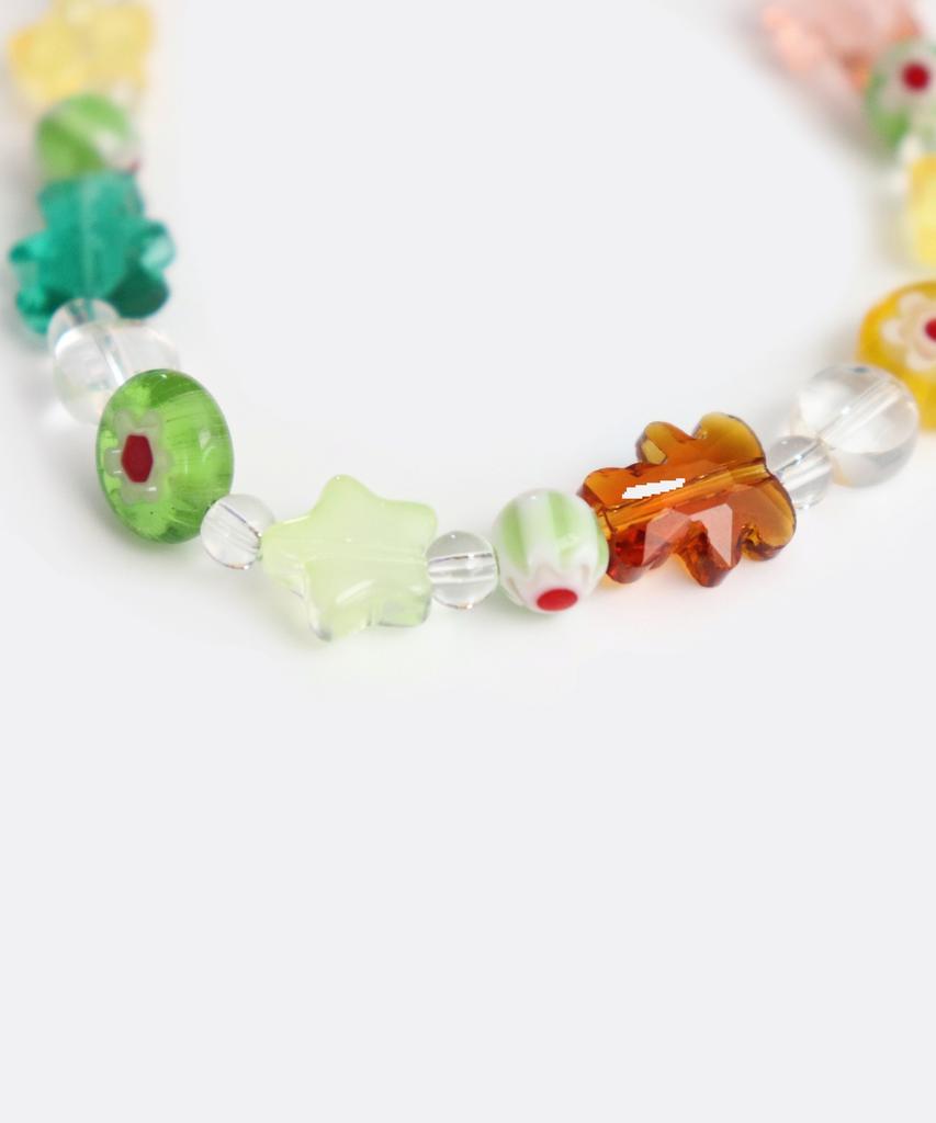 Bonbeau Little Joy Motif Mix Bracelet Colored Glass Flower Star Teddy Bear Motif Mix Bead Bracelet